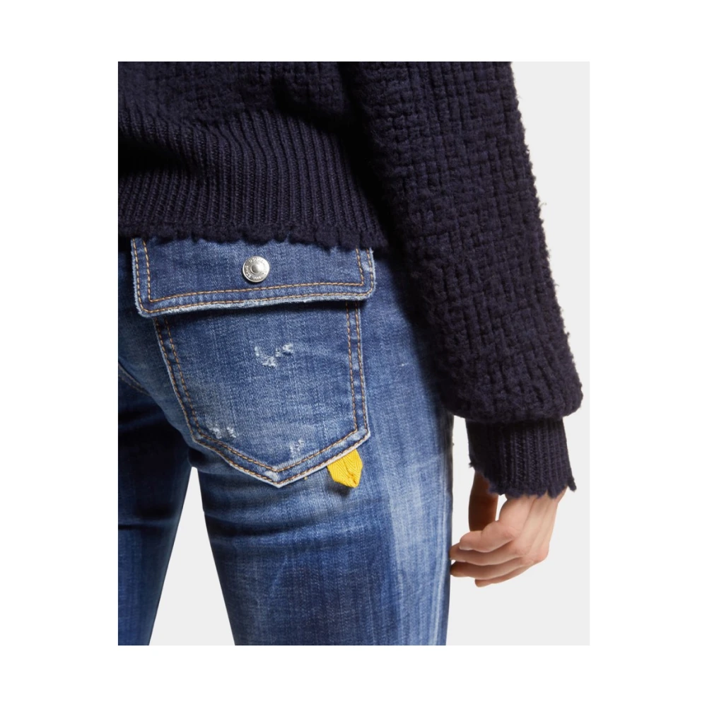 Dsquared2 Jennifer Skinny Jeans met rood logo Blue Dames