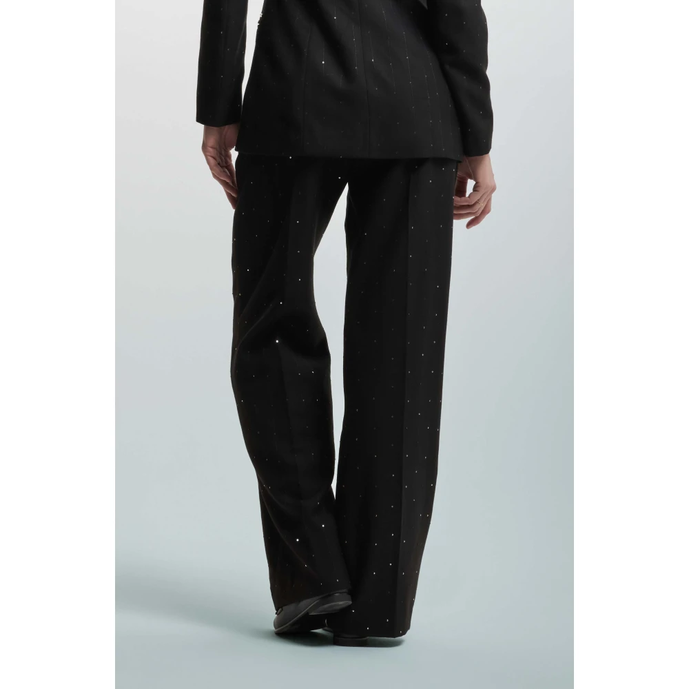 Kocca Rhinestone Straight Leg Trousers Black Dames