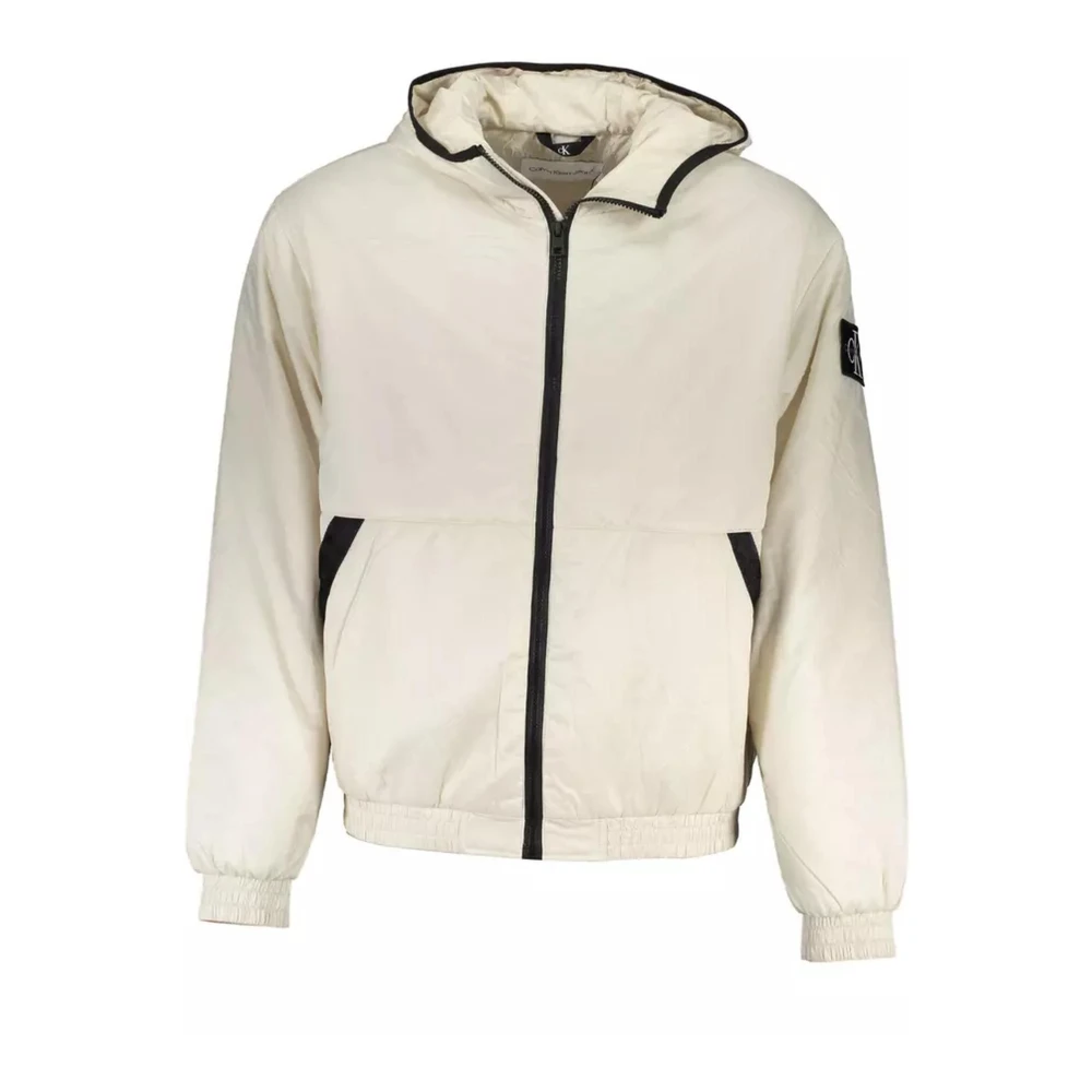 Calvin Klein Men's Beige Jackets, Male,, Lightweight Polyester Hooded Jacket Medium