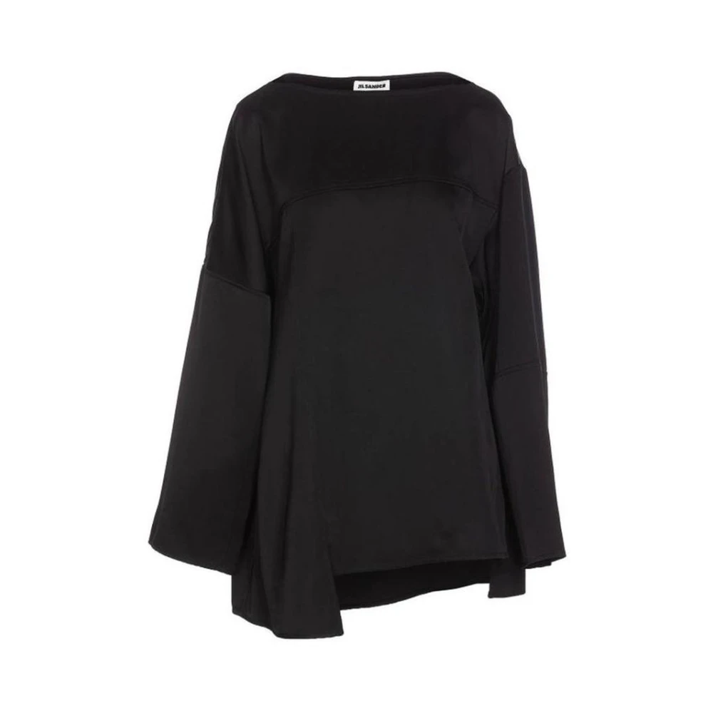 Jil Sander Women's Black Luxury Silk Asymmetrical Blouse