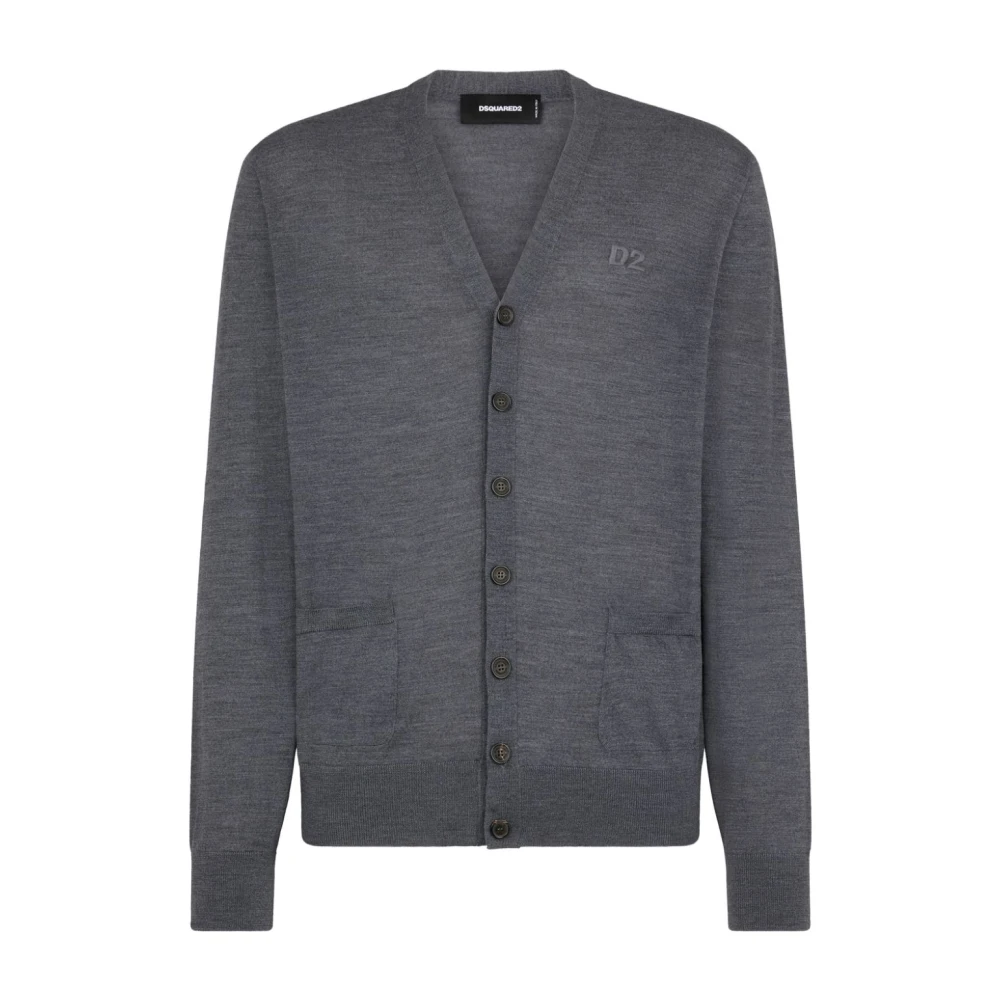 Dsquared2 Grå Stickad Kofta Tröja Gray, Herr