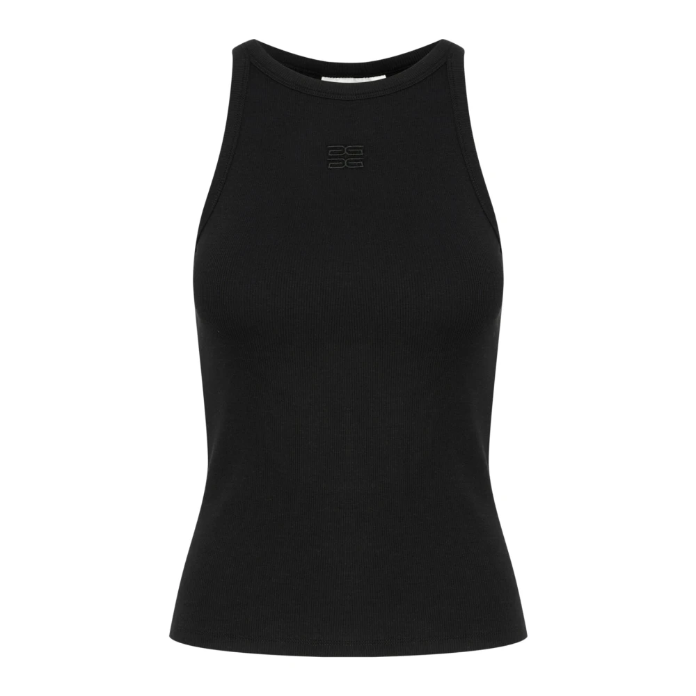 Gestuz Black Logo Tank Top Slim-Fit - Female - Sleeveless Tops - Xl - Tops