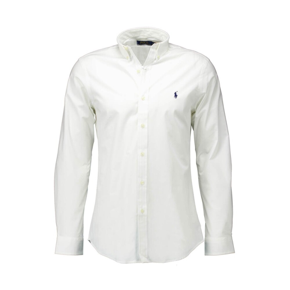 Chemise Polo Blanche Slim Fit avec Col Classique Ralph Lauren