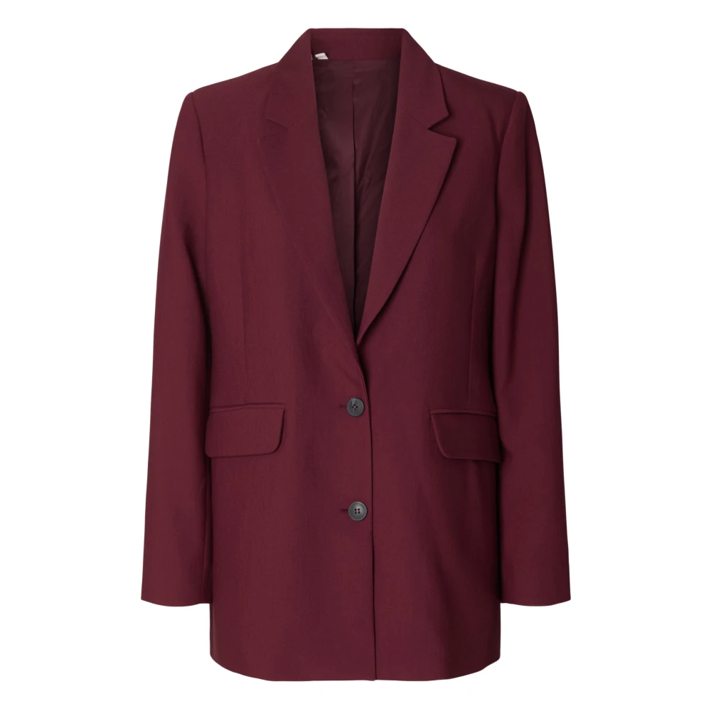 Slwrita Ls Relaxed Blazer Mel Noos - Burgundy - 40
