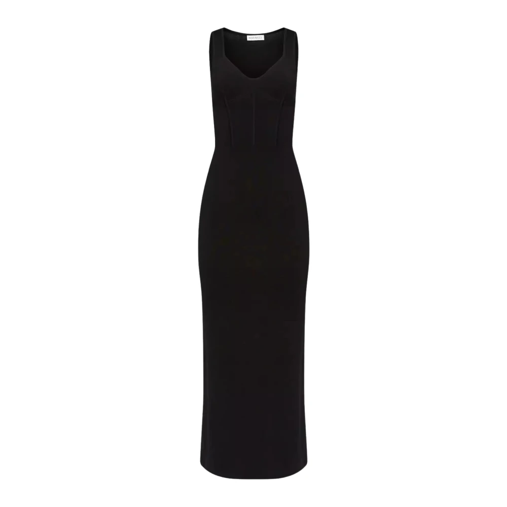 Nina Ricci Zwarte Corset Midi Jurk Black Dames