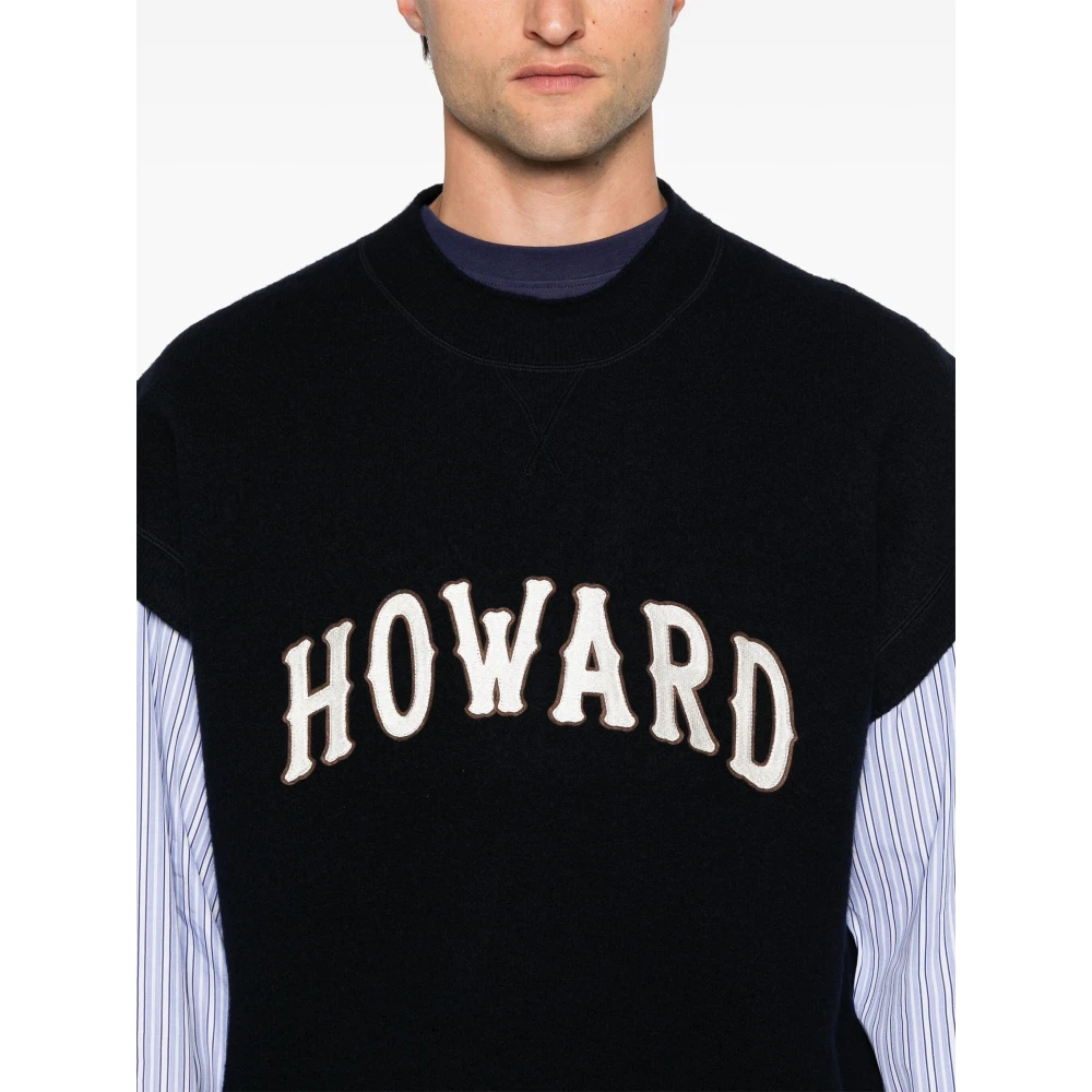 Wales Bonner Howard Gebreid Vest Marineblauw Blue Heren