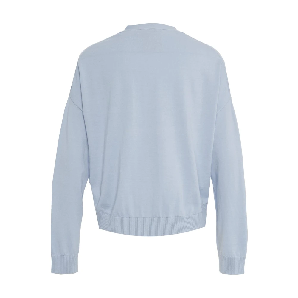 Semicouture Blauwe V-hals Katoenen Vest Breigoed Blue Dames