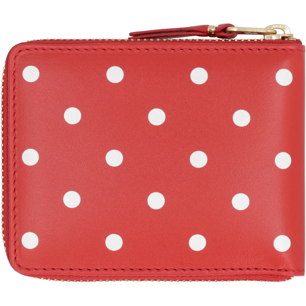 Comme des Garçons Polkadot Leren Portemonnee Red Heren