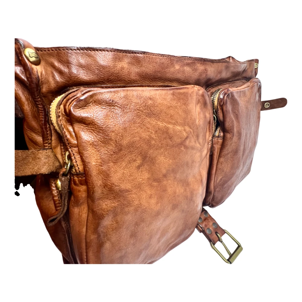Campomaggi Leren Messenger Tas Cognac Kleur Brown Heren