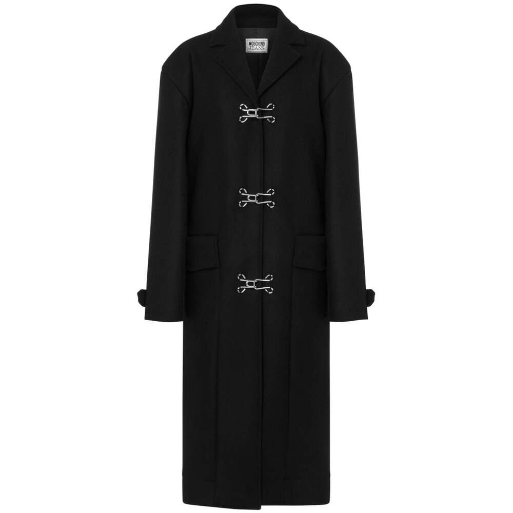 Moschino Zwarte Wollen Toggle Jas Black Dames