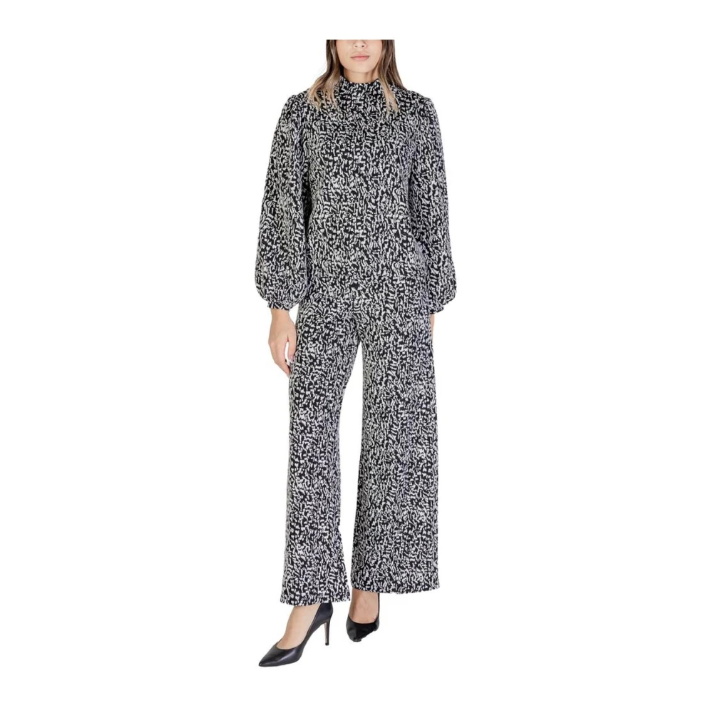 Ichi Zwarte polyesterblend trui voor vrouwen Black Dames