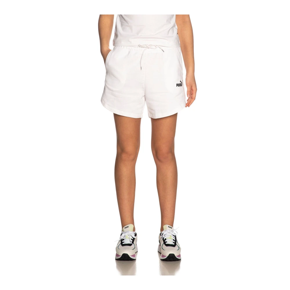 Puma Hoge taille dames fleece Bermuda shorts White Dames