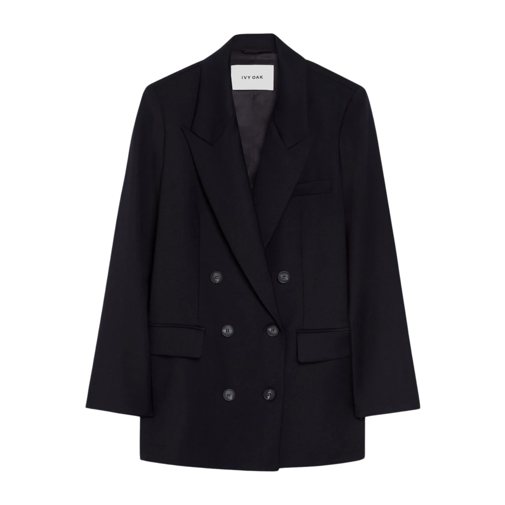 IVY OAK Dubbelrijige boxy blazer in donkerblauw Blue Dames