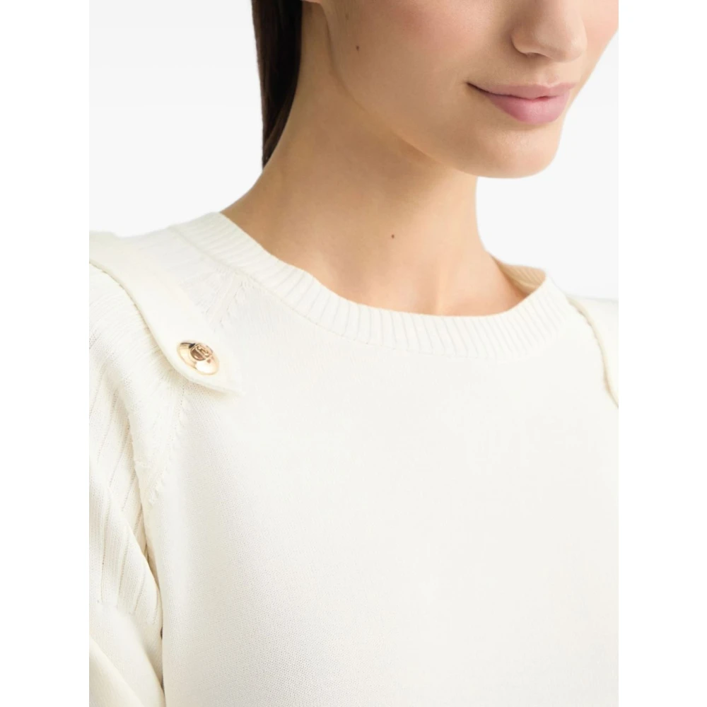Liu Jo Logo-geëmbosseerde trui met ronde hals White Dames