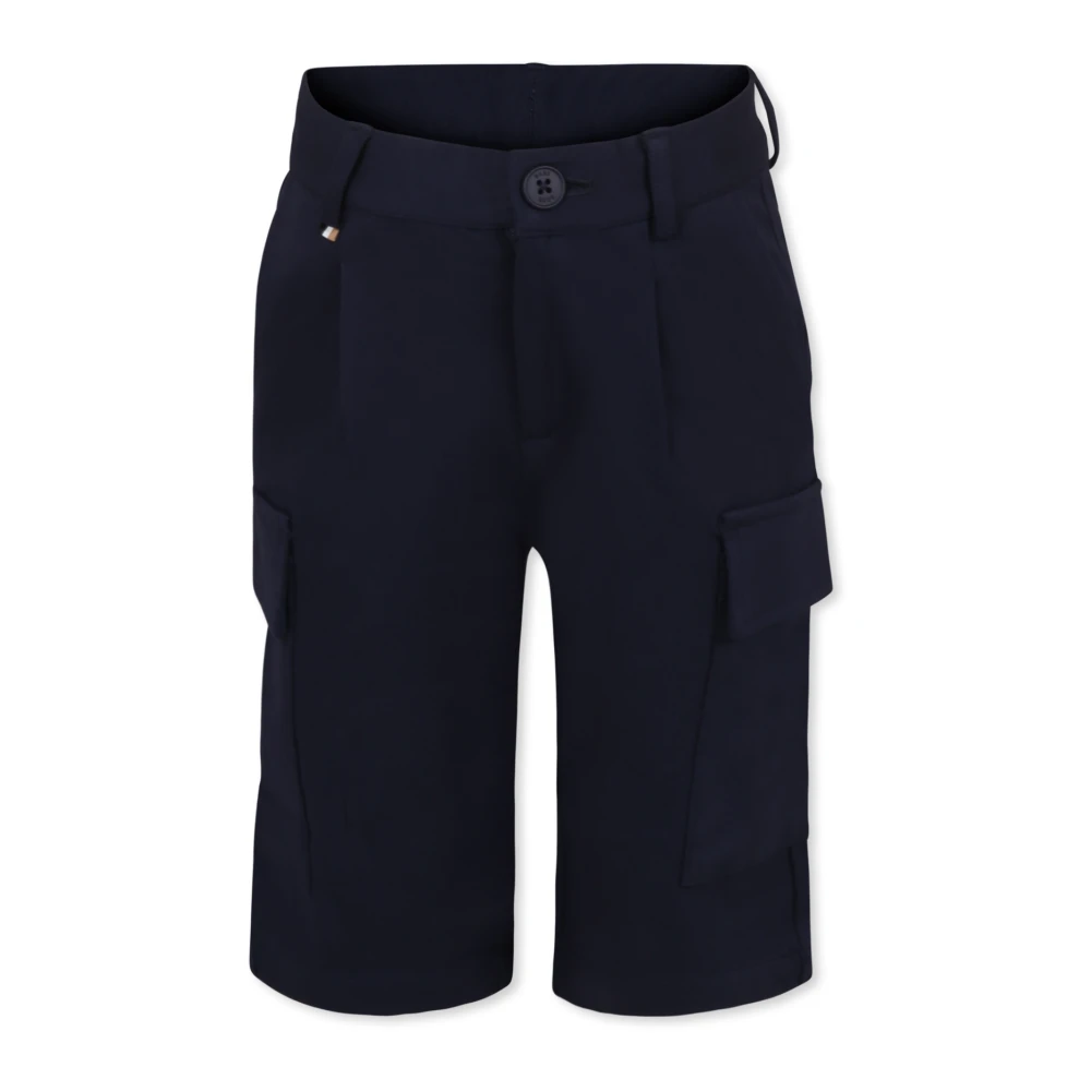 Hugo Boss Blå Casual Shorts med Tricolour Patch Blue, Unisex