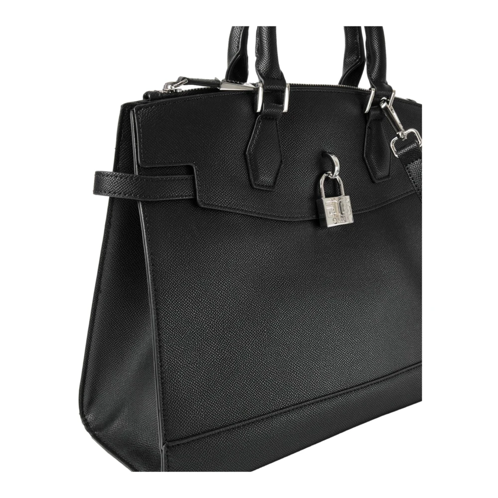 Gaëlle Paris Gladde Eco Leren Handtas met Slot Black Dames
