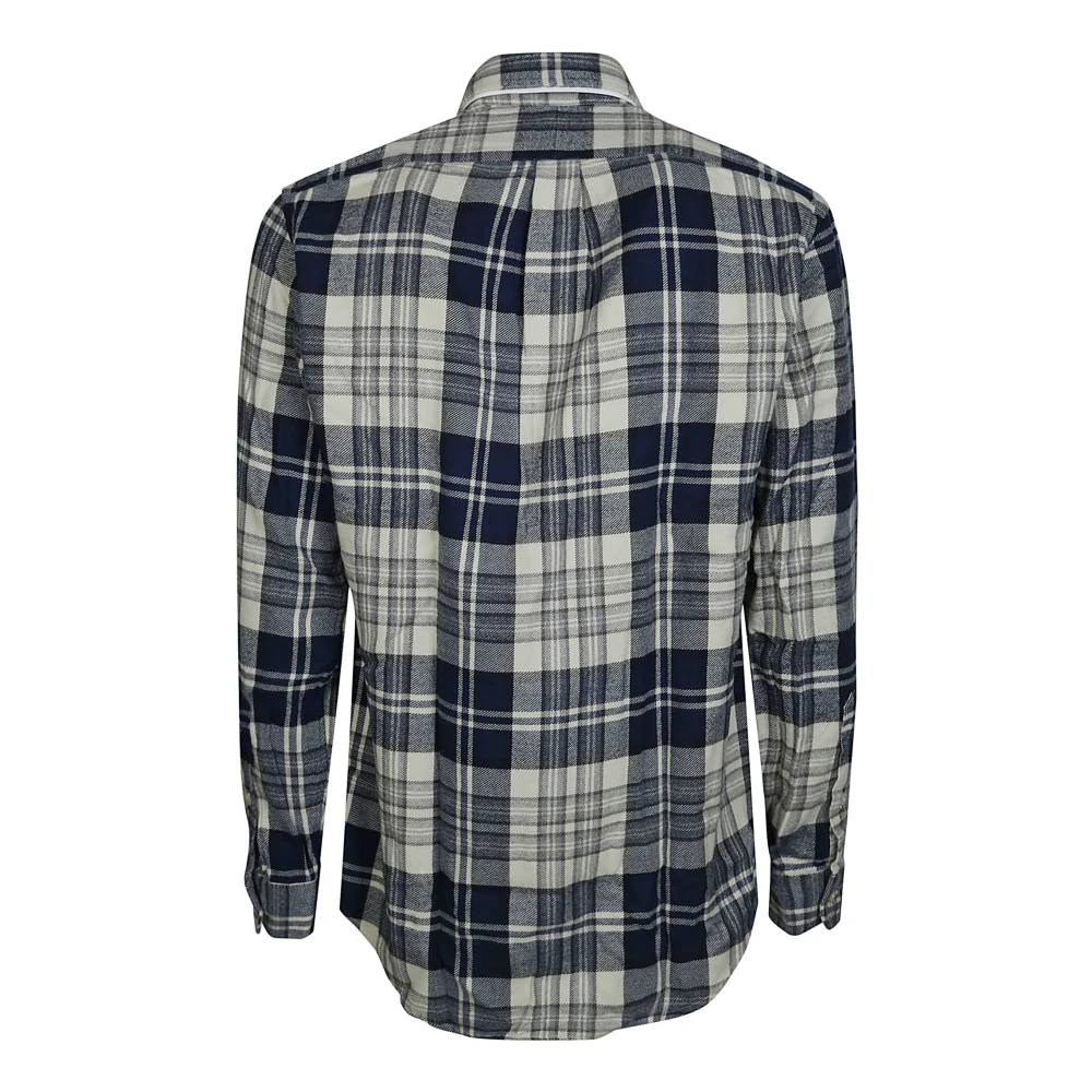 Polo Ralph Lauren Geruite Off-White Navy Overhemd Multicolor Heren
