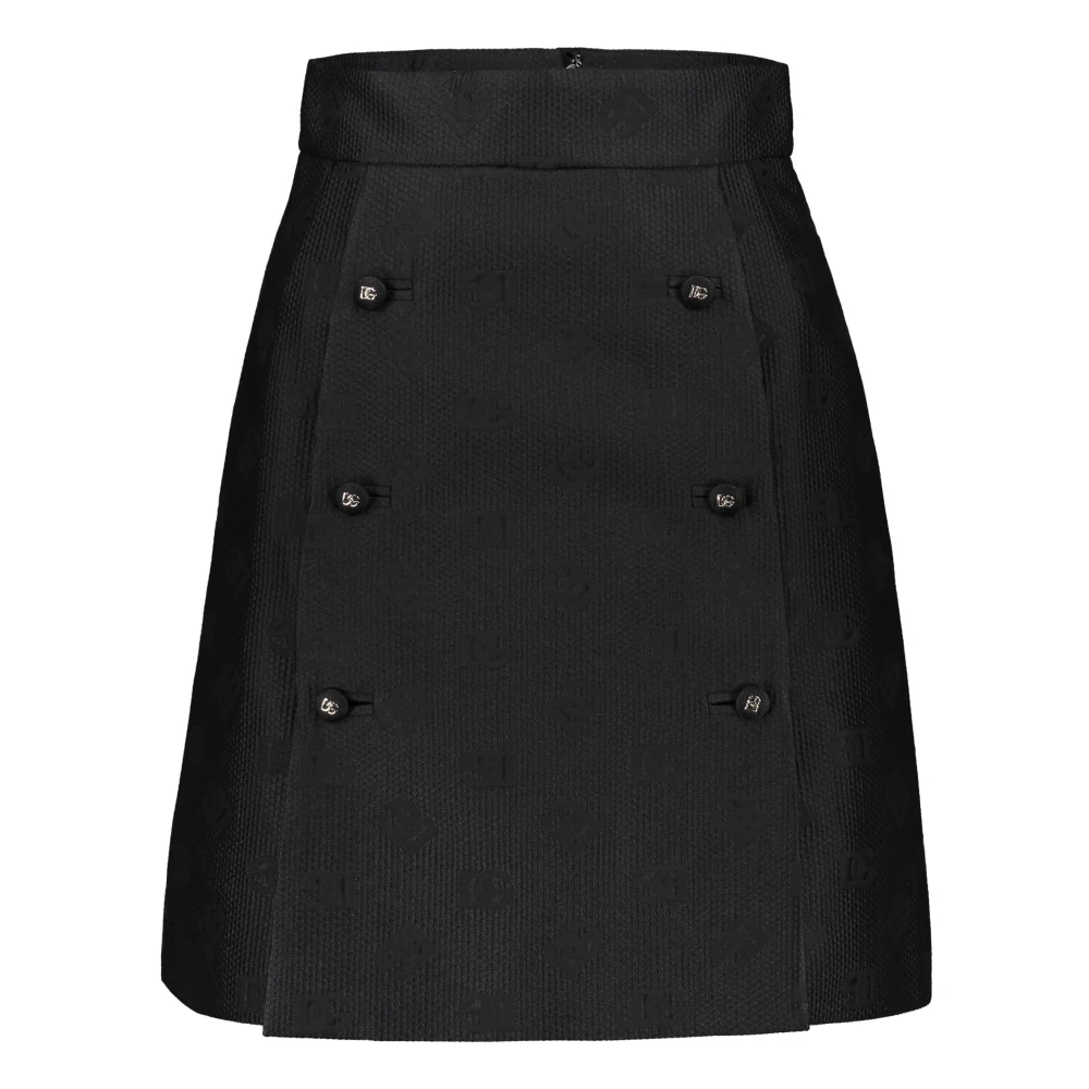 Dolce & Gabbana Jacquard motief rok met luipaardprint voering Black Dames