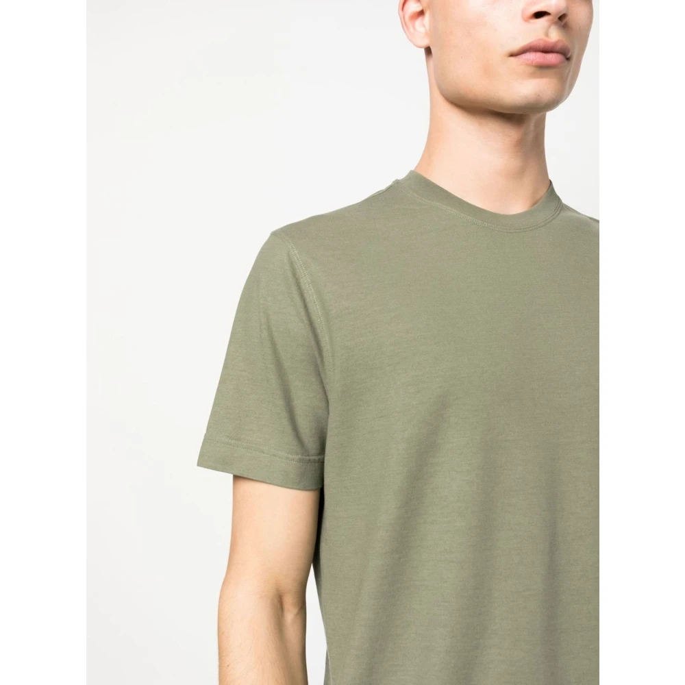 Zanone Katoenen T-shirt met 3 knopen Green Heren