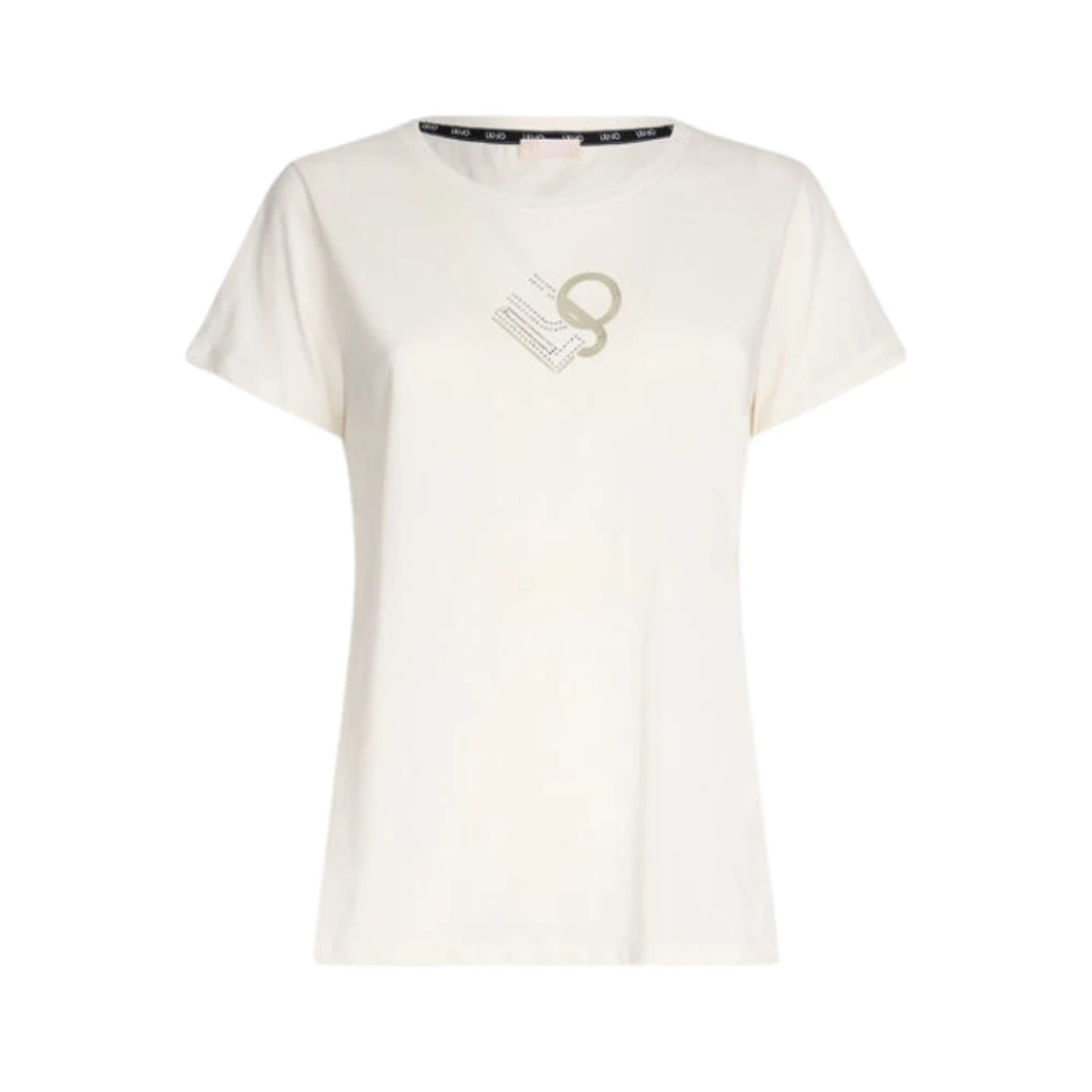 Liu Jo Katoenen T-shirt met korte mouwen Beige Dames