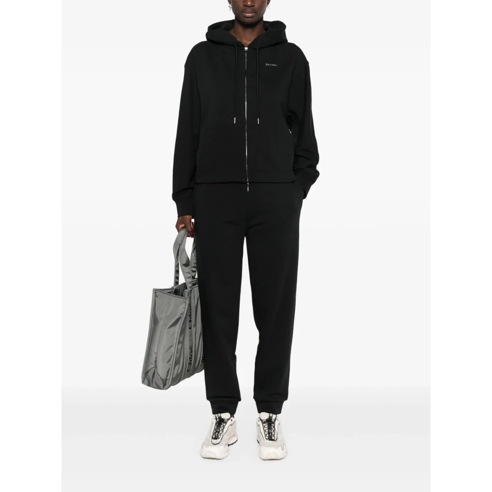 Calvin Klein Zwarte Nano Logo Zip Hoodie Black Dames