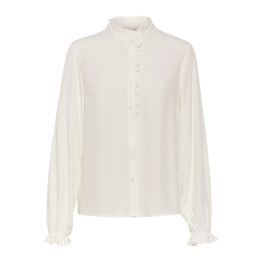 Cream Women's White Snow Shirt With Puff Sleeves - Shirts - S - Blouses & Shirts