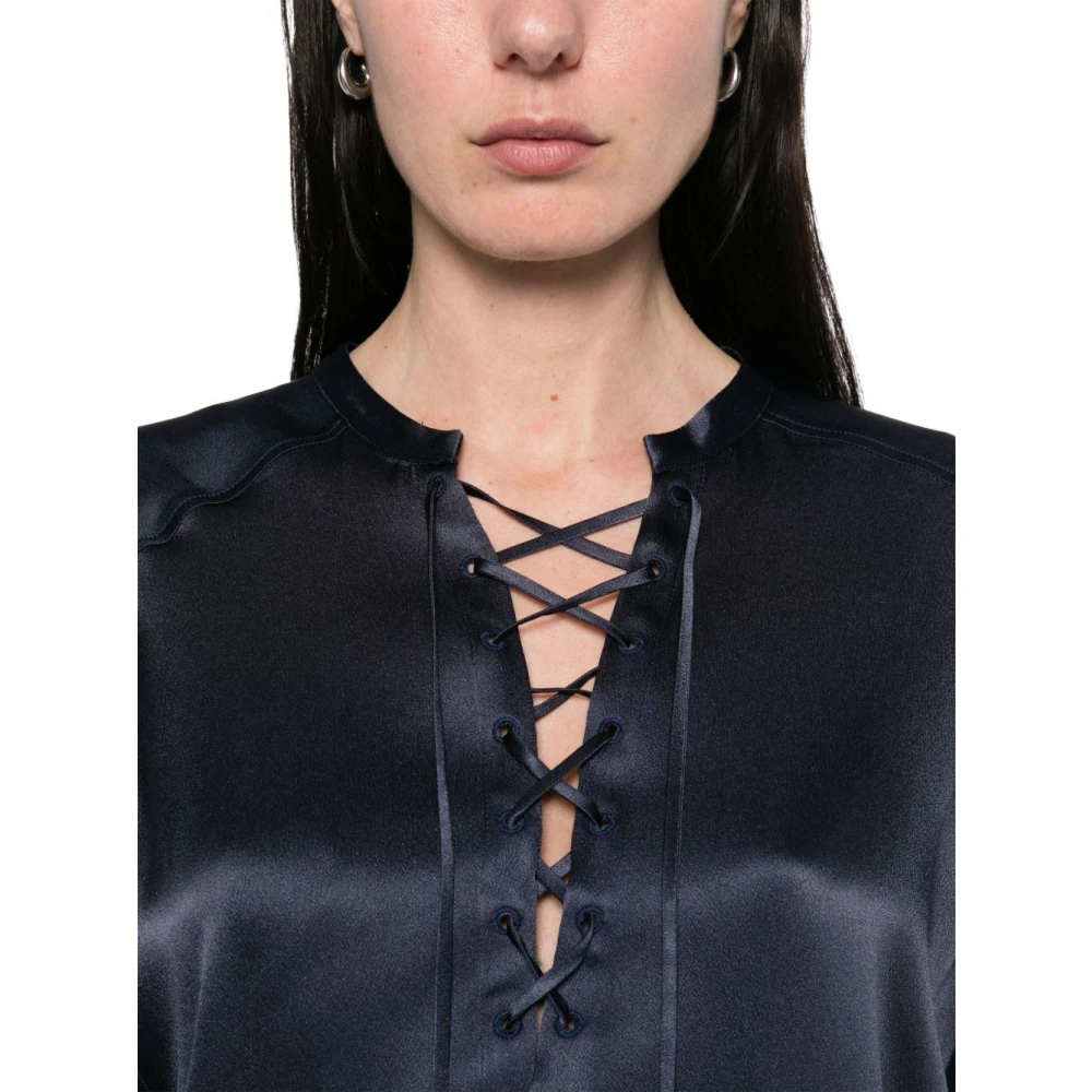 Semicouture Blauwe Zijden Elegantie Damesoverhemd Blue Dames