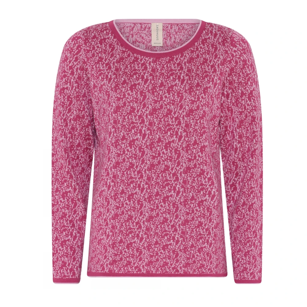 Skovhuus Dahlia Pink Jacquard Stitch Sweater Pink Dames