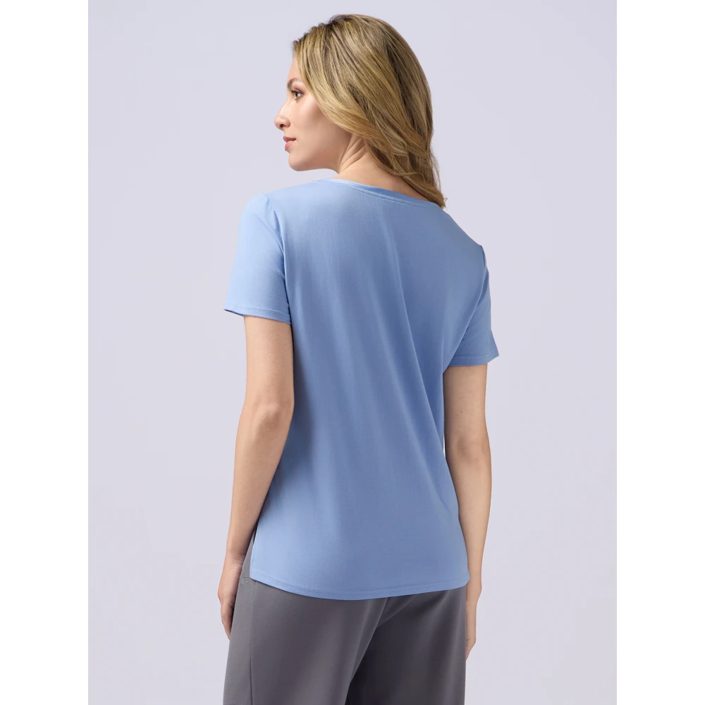 Oltre T-shirt gemaakt van twee verschillende materialen Blue Dames