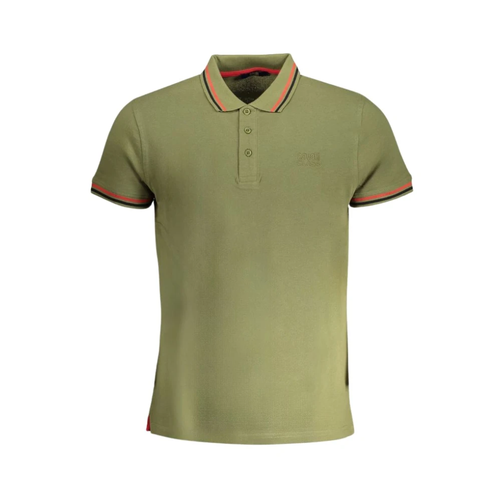 Cavalli Class Green Polo Shirt With Short Sleeves - Male - Polo Shirts - Green - Xl - Tops
