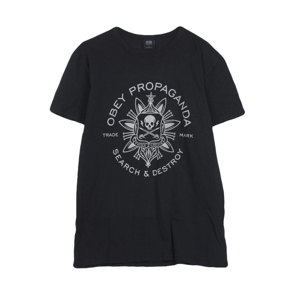 Obey Zwarte heren T-shirt met roze accent Black Heren