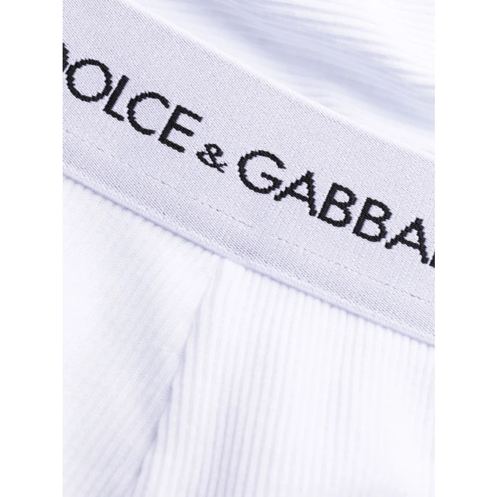 Dolce & Gabbana Logo Taille Ribgebreide Slipjes White Heren