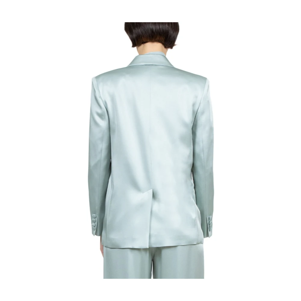 Max Mara Studio Roze Double-Breasted Jas Aquamarijn Kleur Blue Dames
