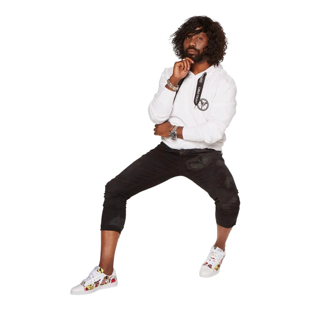 carlo colucci Klassieke Vrijetijds Hoodie met Logo Detail White Heren