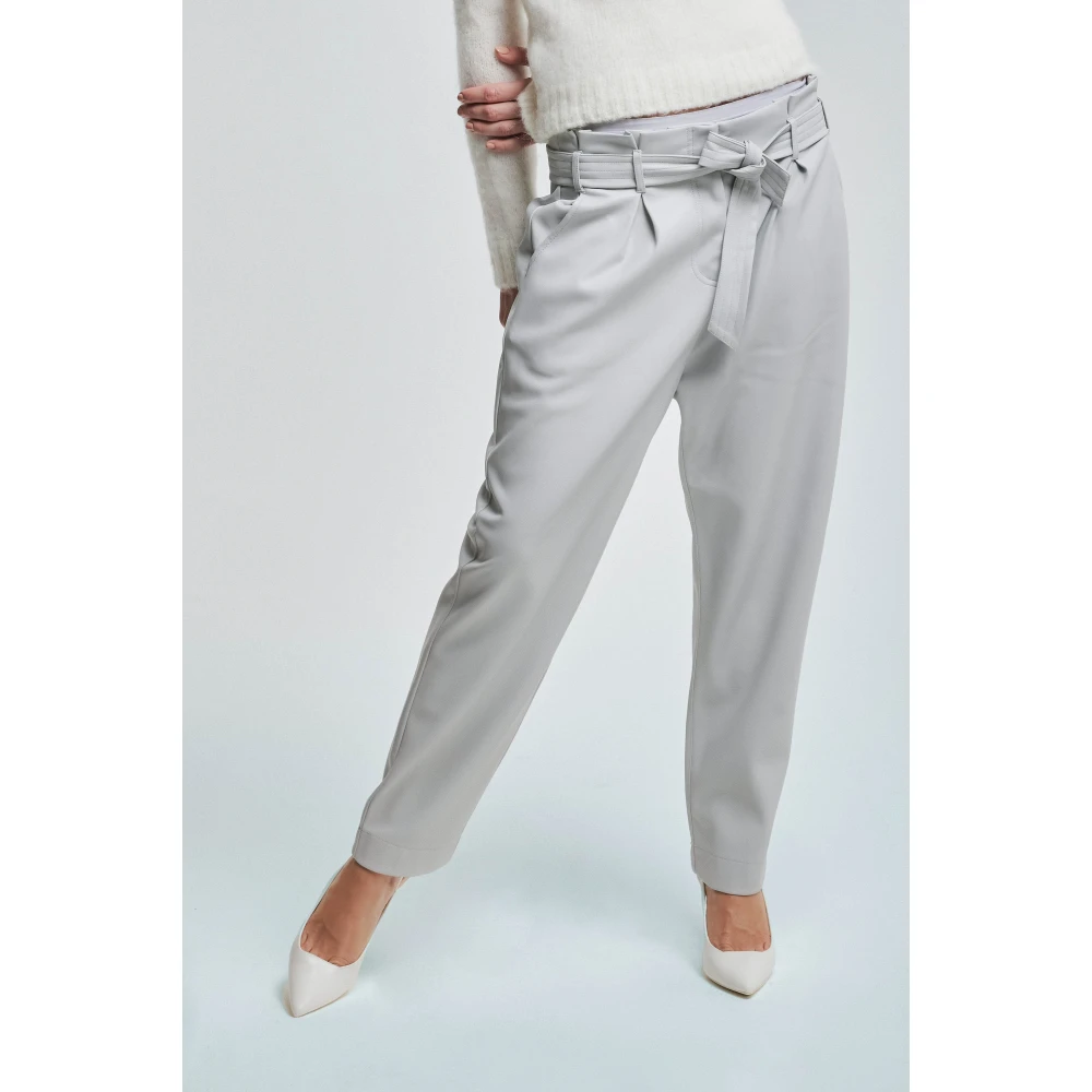 Kocca Elegant Paperbag Waist Trousers Gray Dames