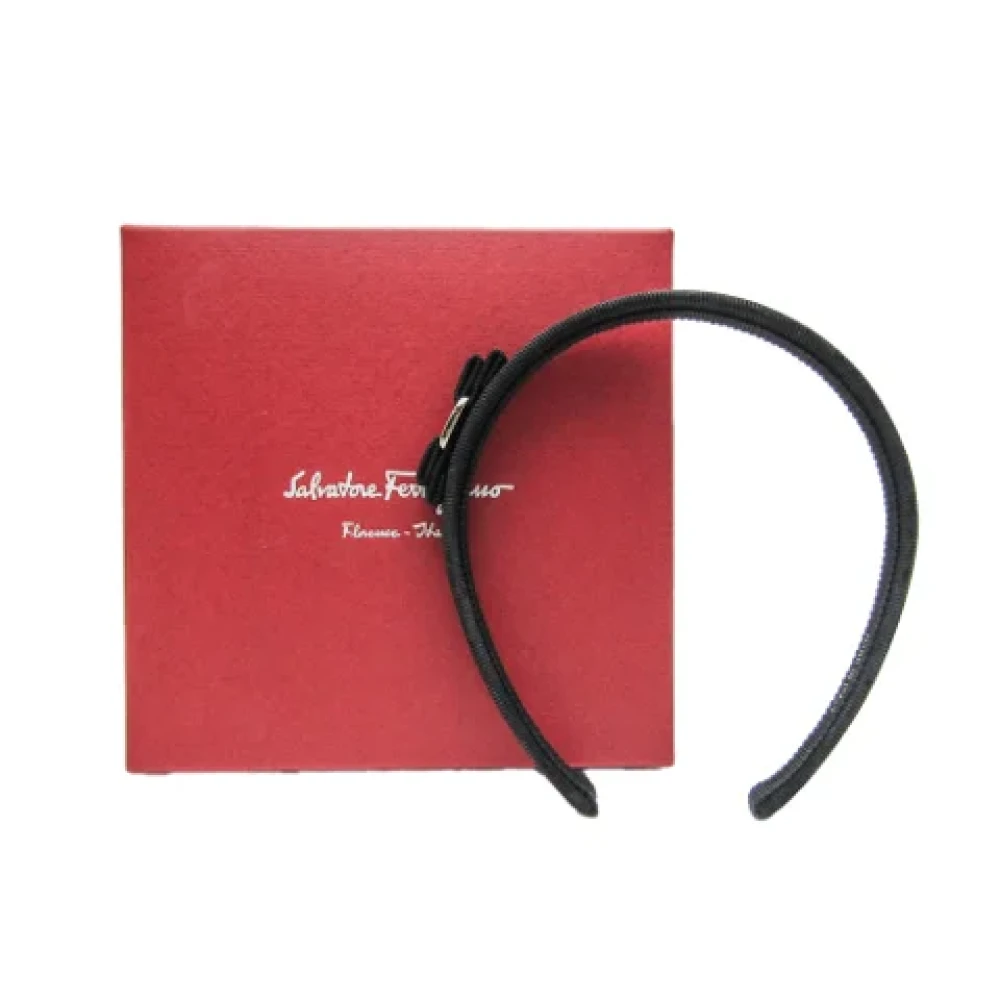 Salvatore Ferragamo Pre-owned Cotton hair-accessories Black Dames