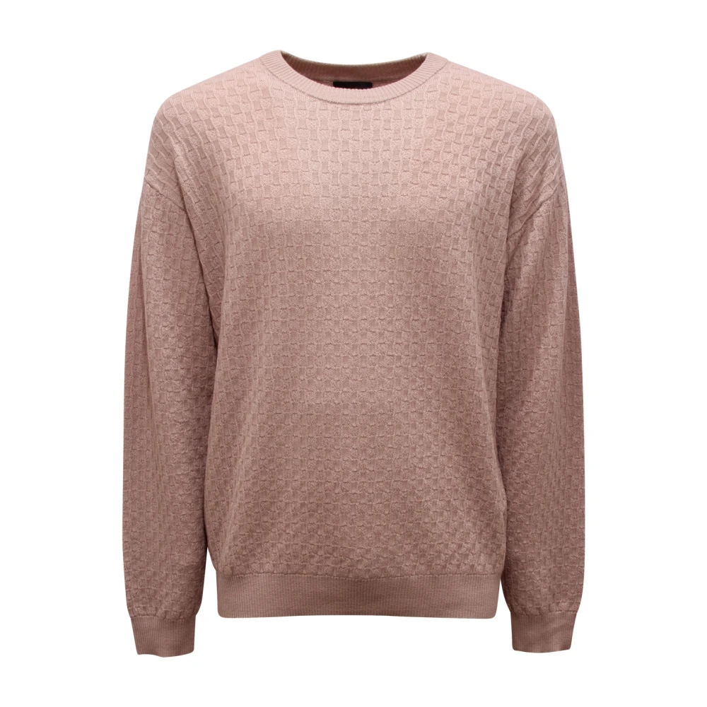 Armani Mannelijk Beige Wollen Trui Met Ronde Hals