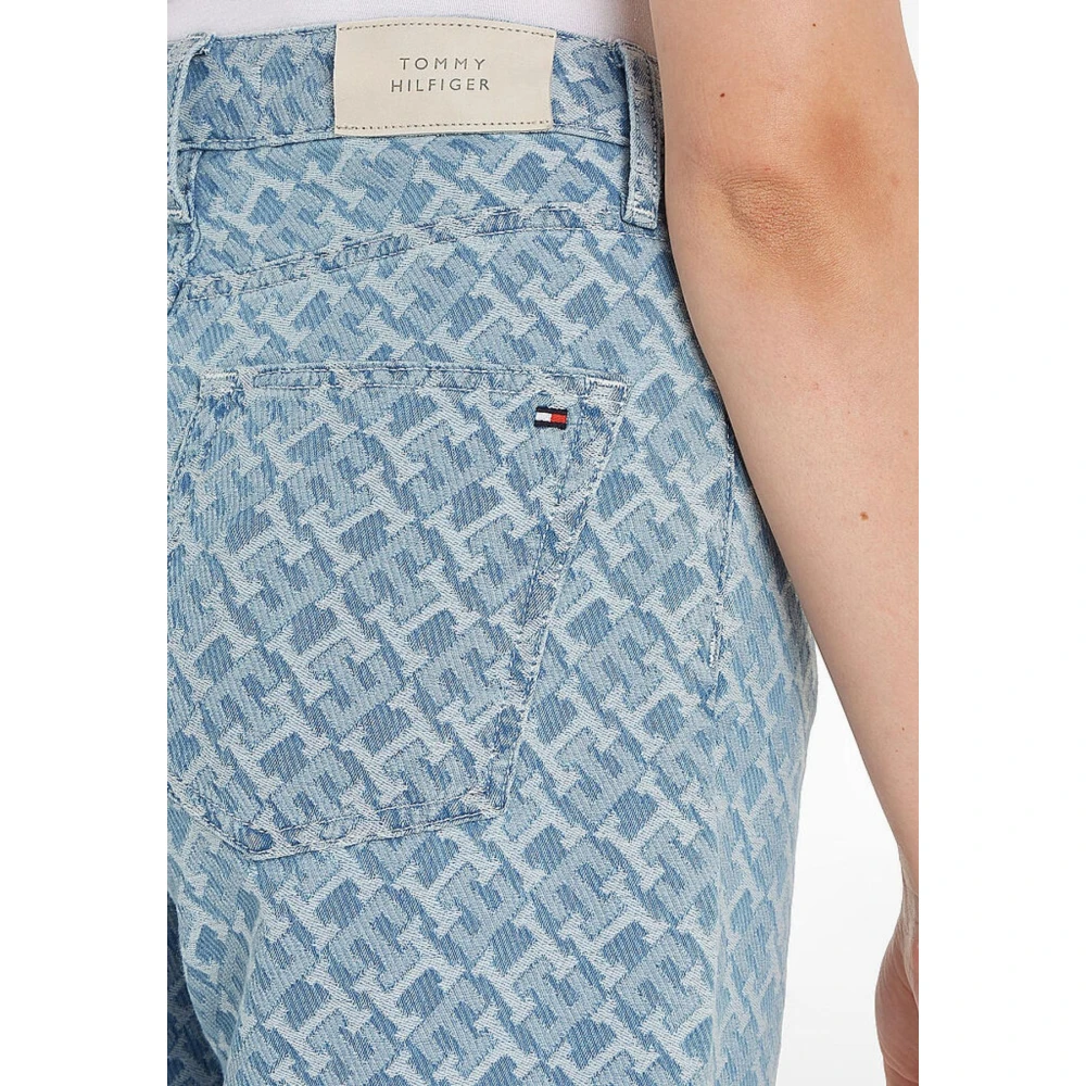 Tommy Hilfiger Jacquard Wide Leg Jeans Blue Dames