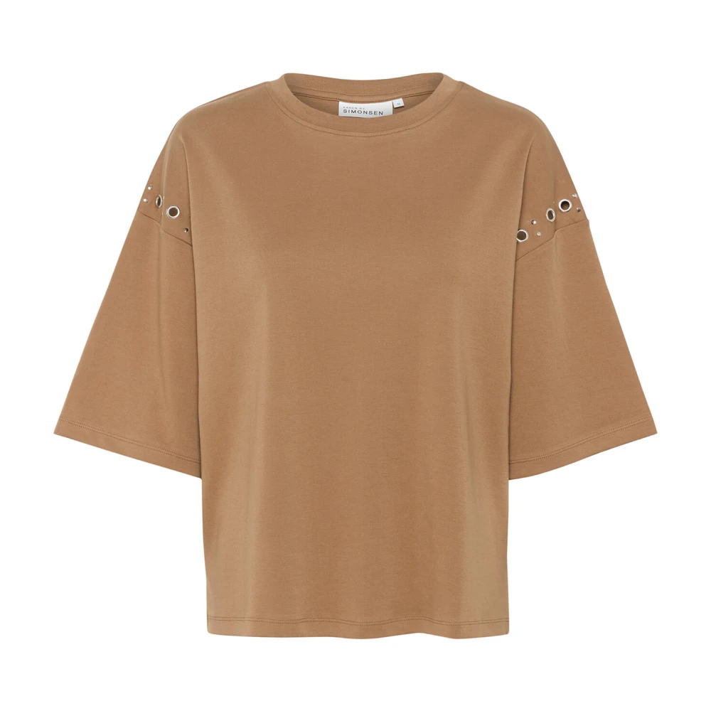 Karen by Simonsen Stijlvolle Tee Top Geroosterde Kokosnoot Beige Dames