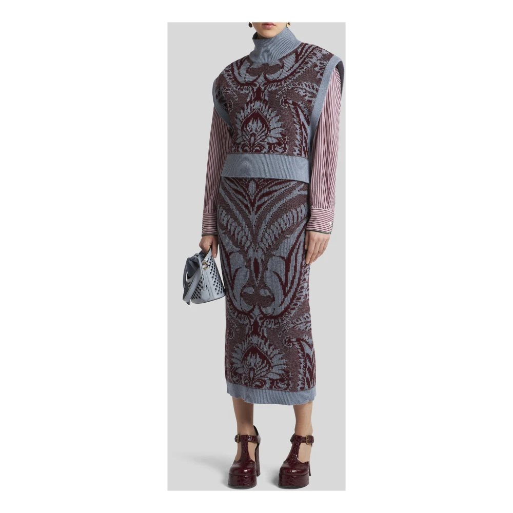 ETRO Heldere Blauwe Hoge Hals Sweatshirt Blue Dames