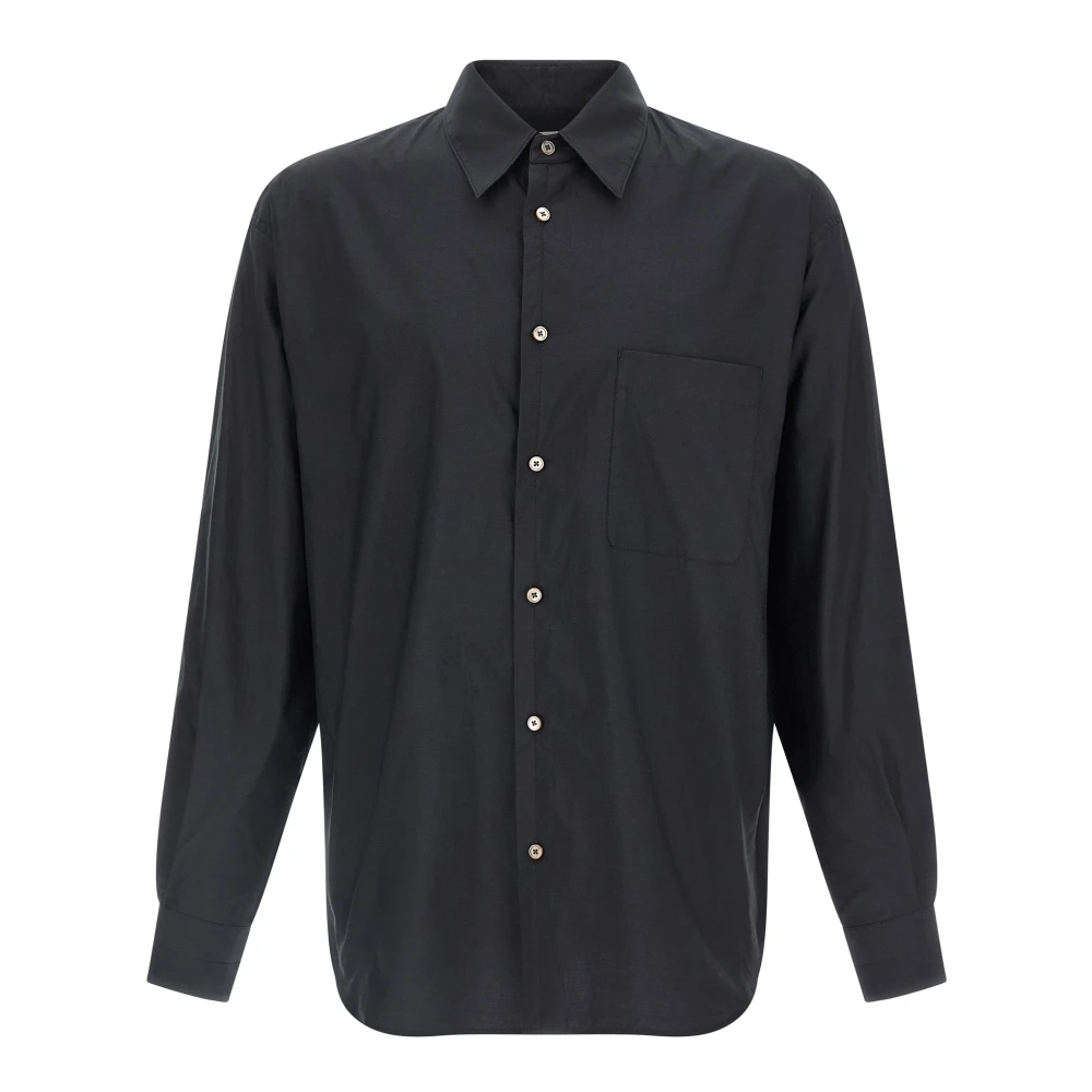 Lemaire Men's Gray Washed Cotton And Silk-Blend Twill Shirt