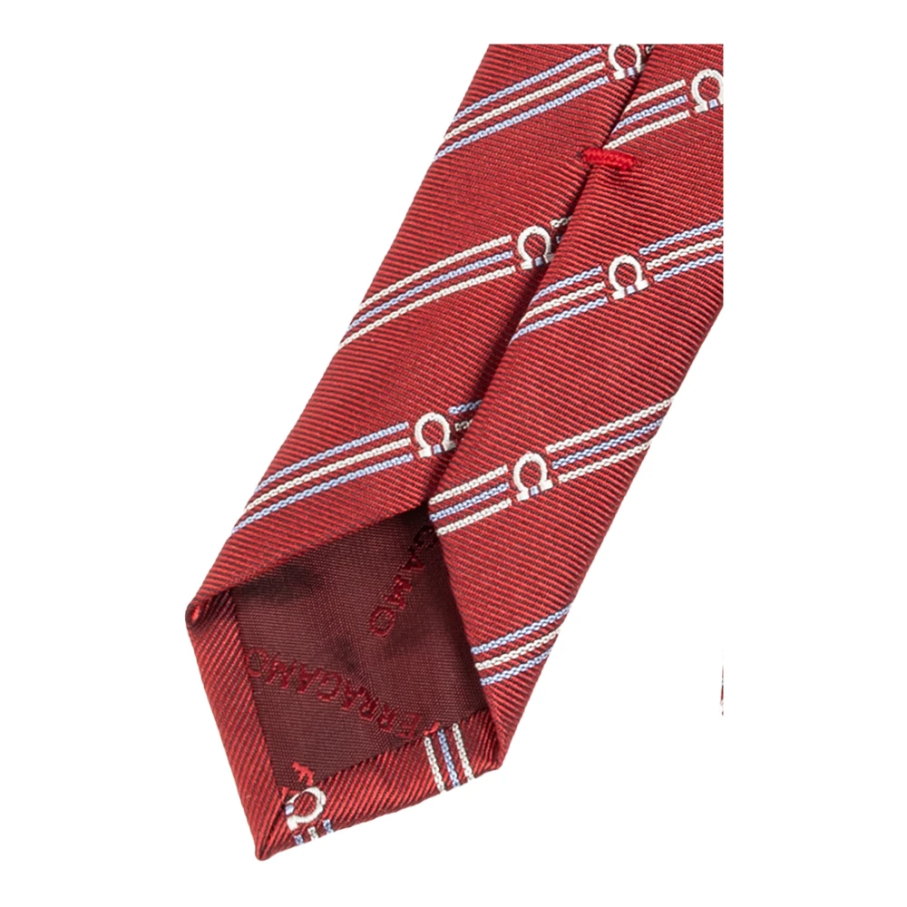 Salvatore Ferragamo Zijden stropdas met gestreept patroon Red Heren