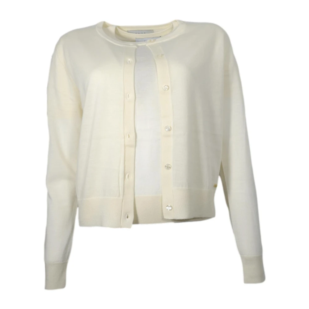 Kaos Women's Beige Cardigans, L, Open Knit Jumper With Short Sleeve T-Shirt Set