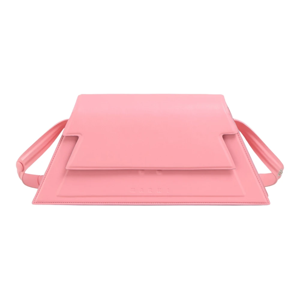 Marni Medium trunkoise tas in glad lichtroze leer Pink Dames