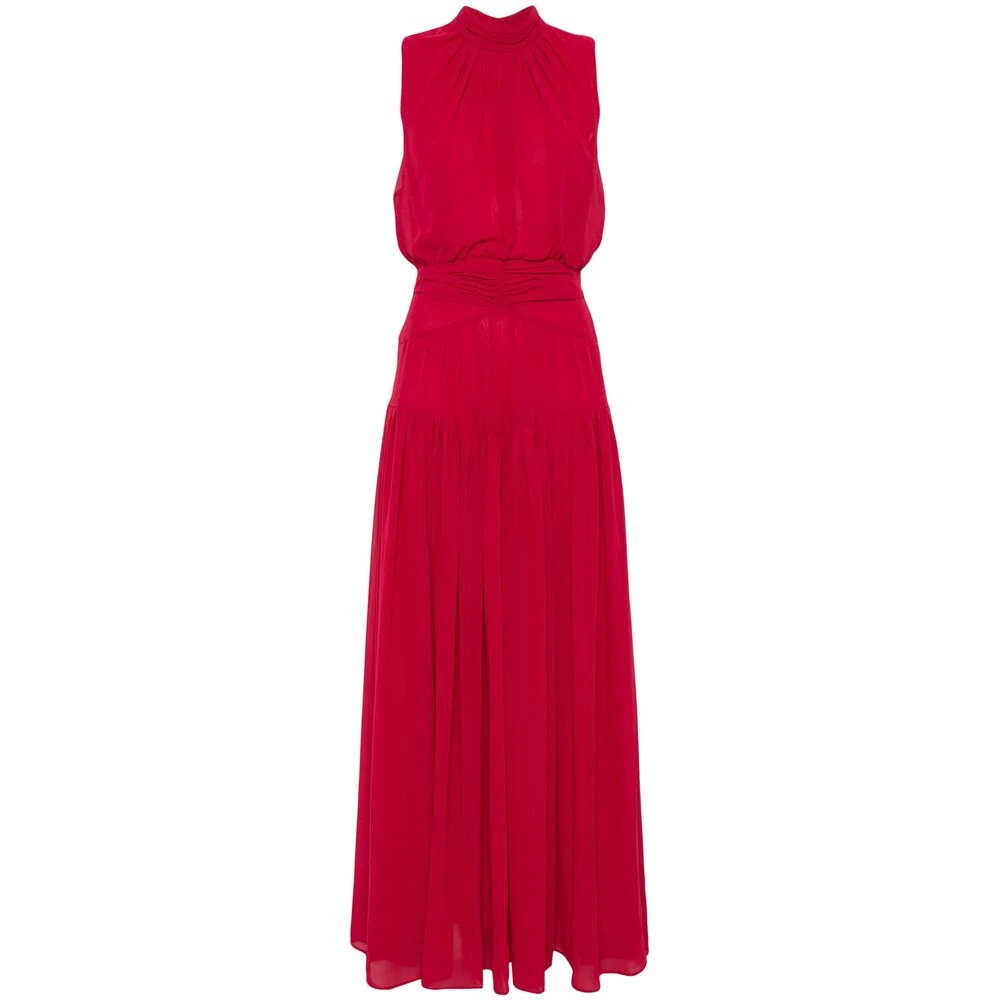 Diane Von Furstenberg Rode Georgette Crepe Jurk met Plooien Red Dames