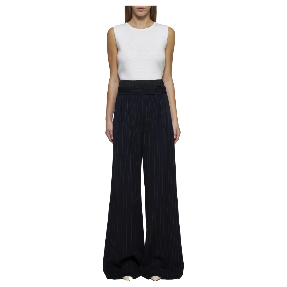 Max Mara Donkerblauwe Wijde Pinstripe Broek Blue Dames