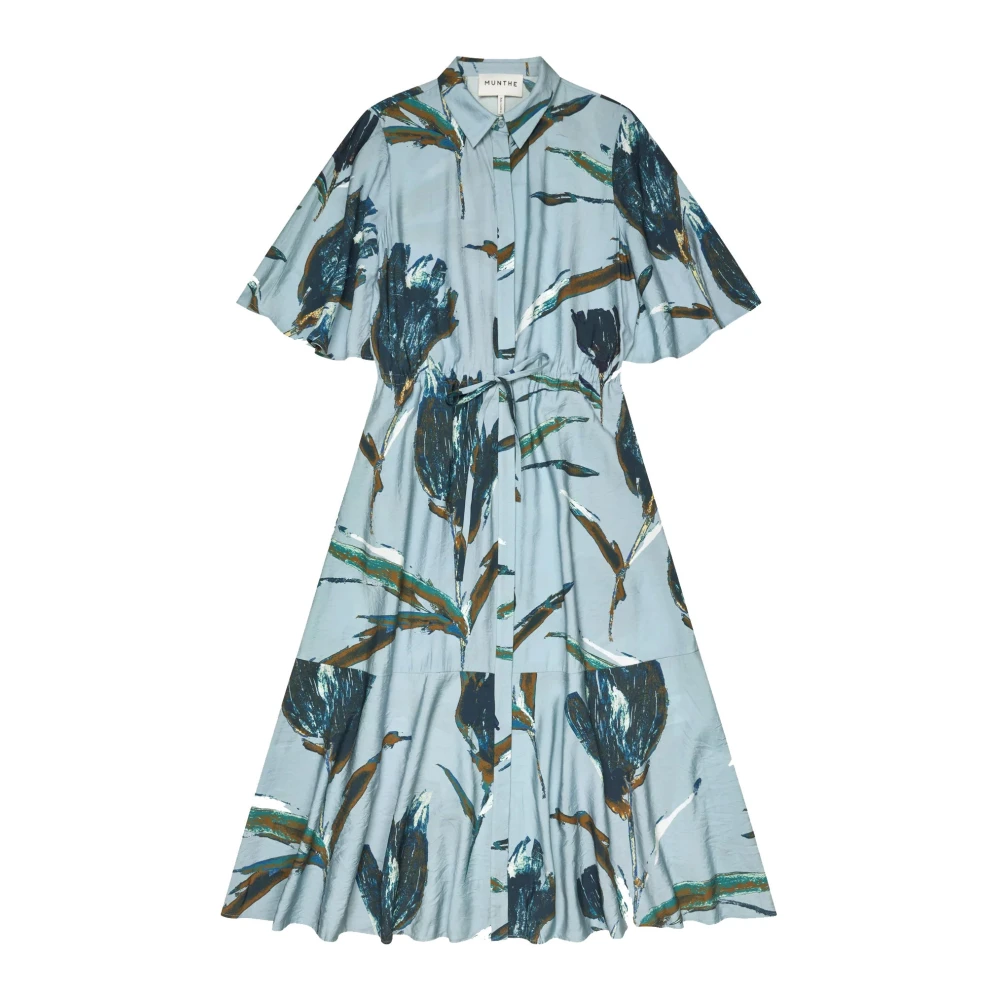 Munthe Vrouw Blauw Kleedjes Dames, 2XL, Overhemdjurk