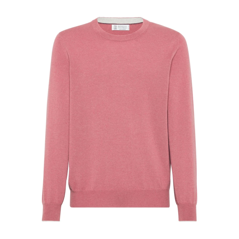 BRUNELLO CUCINELLI Luxe Cashmere Crew Neck Sweater Pink Heren
