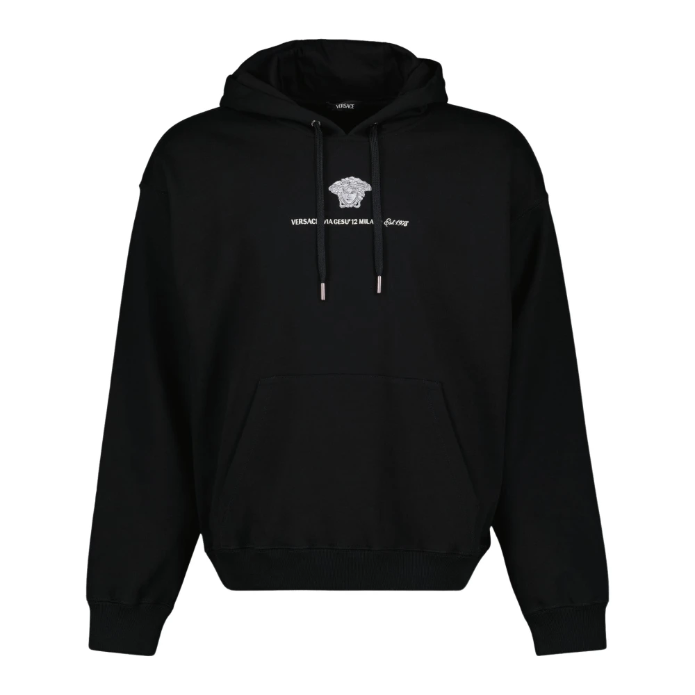 Versace Zwarte hoodie Via Gesu collectie Black Heren