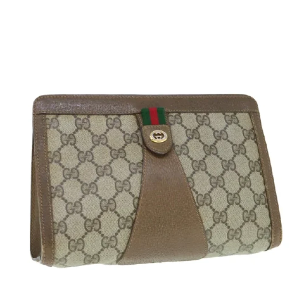 Gucci Vintage Pre-owned Canvas clutches Beige Dames